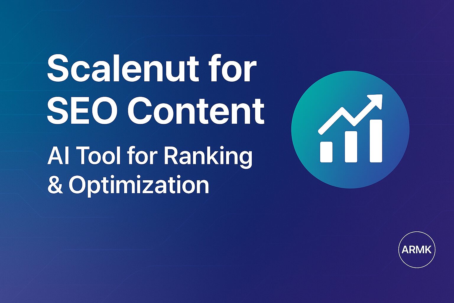 Illustration showing Scalenut for SEO Content optimization — featuring an AI-powered dashboard with a ranking graph icon that symbolizes keyword growth, on-page improvements, and smarter content strategy.