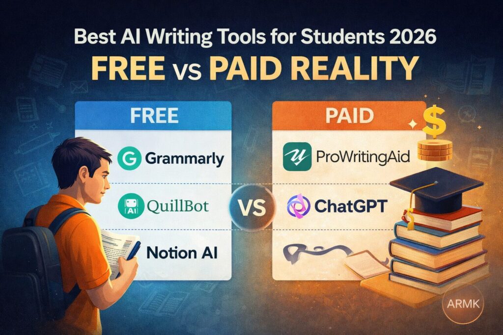 Best AI writing tools for students in 2026 comparing free vs paid options for assignments and study