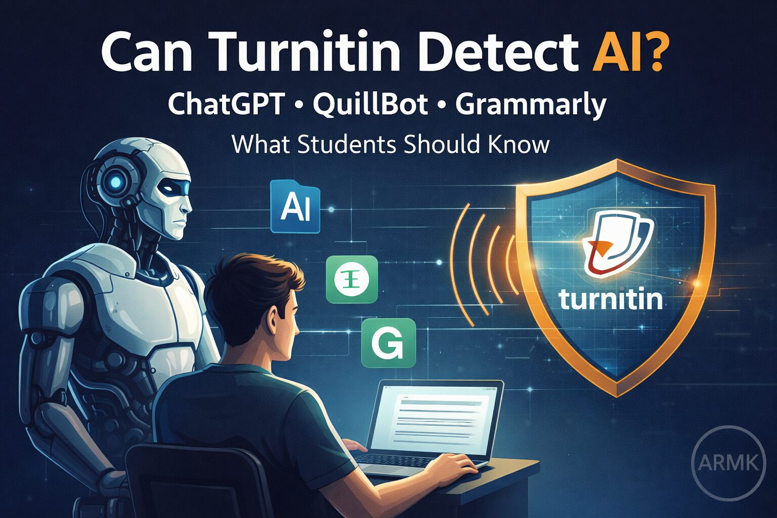 Can Turnitin detect ChatGPT, QuillBot, and Grammarly? AI detection comparison graphic for students