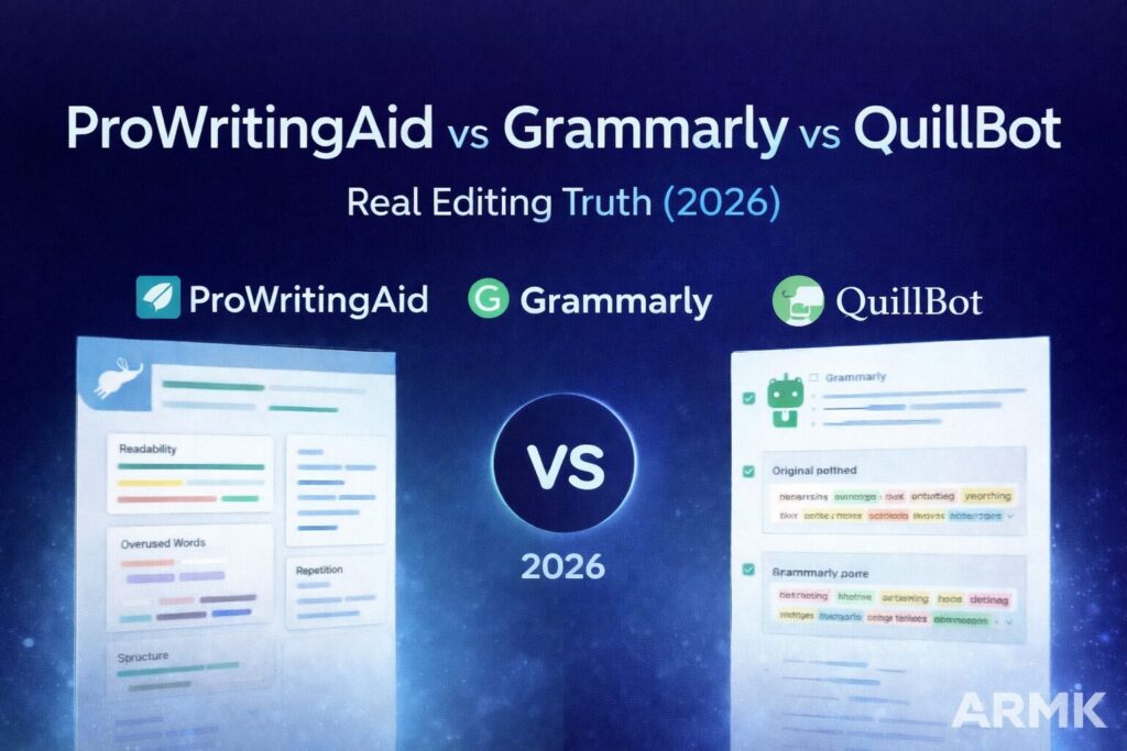 Comparison of writing tools ProWritingAid vs Grammarly vs QuillBot for 2026