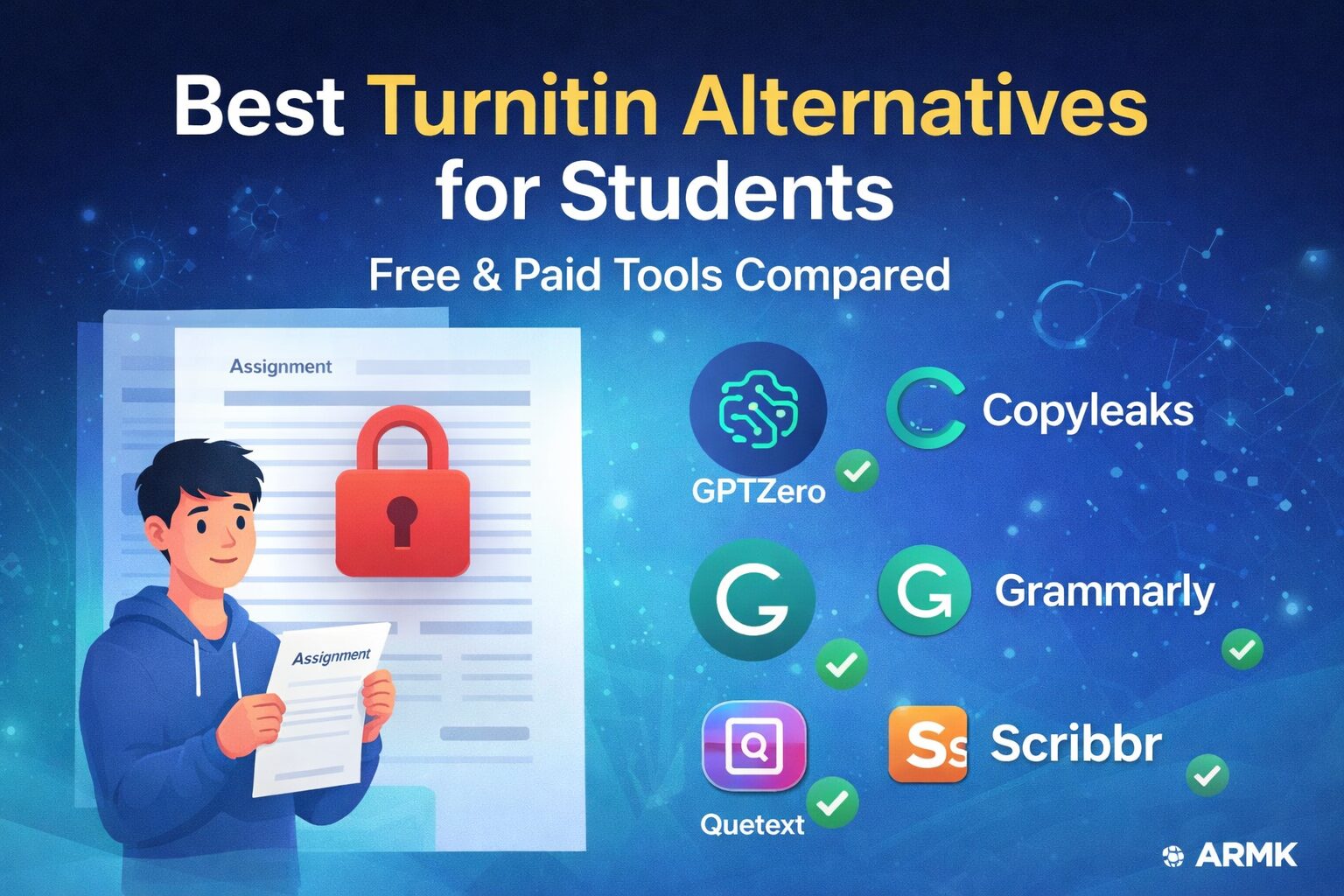 Best Turnitin alternatives for students including GPTZero Copyleaks Quetext Grammarly and Scribbr plagiarism checkers